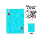 Aqua Blue Butterfly Print Playing Cards 54 Designs (Mini) Front - Heart7