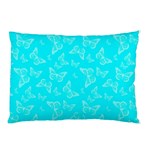 Aqua Blue Butterfly Print Pillow Case (Two Sides) Back