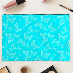 Aqua Blue Butterfly Print Cosmetic Bag (xxl) by SpinnyChairDesigns