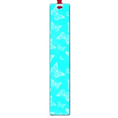 Aqua Blue Butterfly Print Large Book Marks by SpinnyChairDesigns