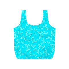 Aqua Blue Butterfly Print Full Print Recycle Bag (s) by SpinnyChairDesigns