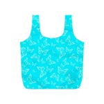 Aqua Blue Butterfly Print Full Print Recycle Bag (S) Front