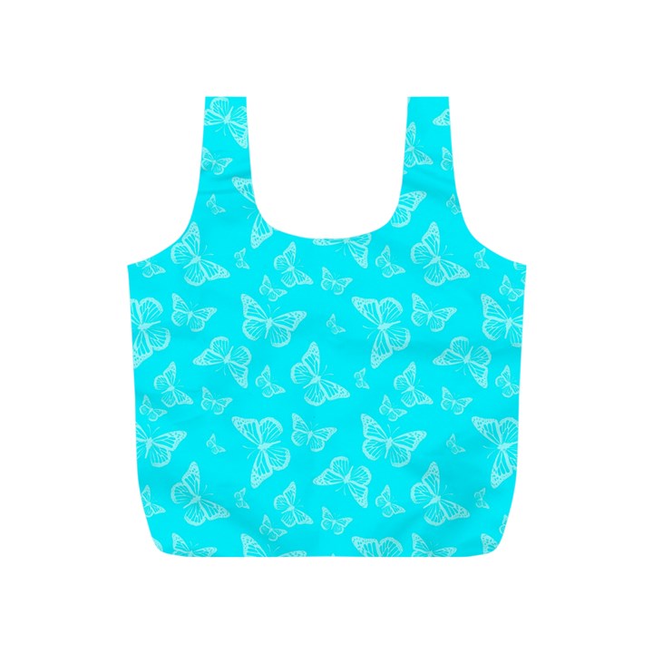 Aqua Blue Butterfly Print Full Print Recycle Bag (S)