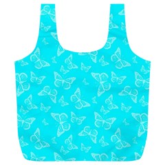 Aqua Blue Butterfly Print Full Print Recycle Bag (xl) by SpinnyChairDesigns