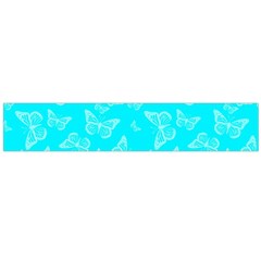 Aqua Blue Butterfly Print Large Flano Scarf  by SpinnyChairDesigns