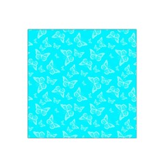 Aqua Blue Butterfly Print Satin Bandana Scarf by SpinnyChairDesigns