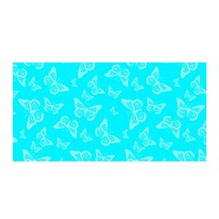 Aqua Blue Butterfly Print Satin Wrap by SpinnyChairDesigns