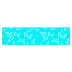 Aqua Blue Butterfly Print Satin Scarf (oblong) by SpinnyChairDesigns