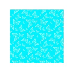 Aqua Blue Butterfly Print Small Satin Scarf (square) by SpinnyChairDesigns