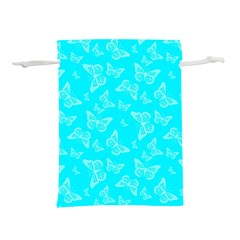 Aqua Blue Butterfly Print Lightweight Drawstring Pouch (s) by SpinnyChairDesigns