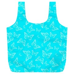 Aqua Blue Butterfly Print Full Print Recycle Bag (xxxl) by SpinnyChairDesigns