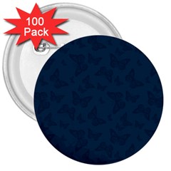 Indigo Dye Blue Butterfly Pattern 3  Buttons (100 Pack)  by SpinnyChairDesigns