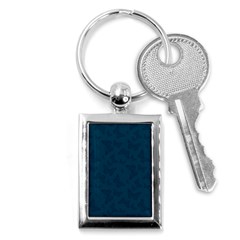 Indigo Dye Blue Butterfly Pattern Key Chain (rectangle) by SpinnyChairDesigns