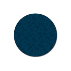 Indigo Dye Blue Butterfly Pattern Magnet 3  (round) by SpinnyChairDesigns