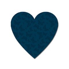 Indigo Dye Blue Butterfly Pattern Heart Magnet by SpinnyChairDesigns