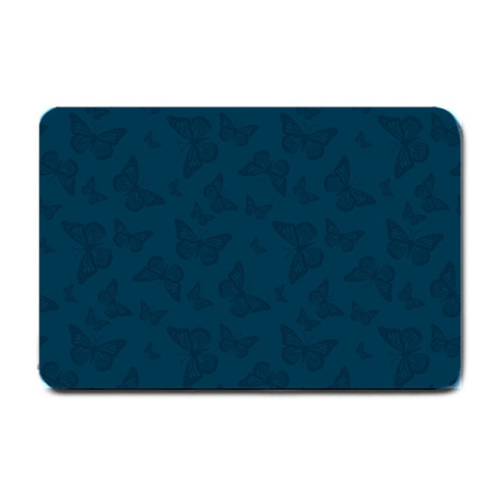 Indigo Dye Blue Butterfly Pattern Small Doormat 