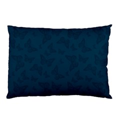 Indigo Dye Blue Butterfly Pattern Pillow Case by SpinnyChairDesigns