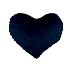 Indigo Dye Blue Butterfly Pattern Standard 16  Premium Flano Heart Shape Cushions by SpinnyChairDesigns