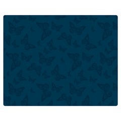 Indigo Dye Blue Butterfly Pattern Double Sided Flano Blanket (medium)  by SpinnyChairDesigns