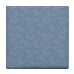 Faded Blue Butterfly Print Tile Coaster by SpinnyChairDesigns