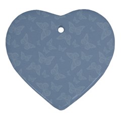 Faded Blue Butterfly Print Ornament (heart) by SpinnyChairDesigns