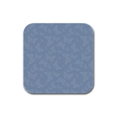 Faded Blue Butterfly Print Rubber Square Coaster (4 Pack)  by SpinnyChairDesigns