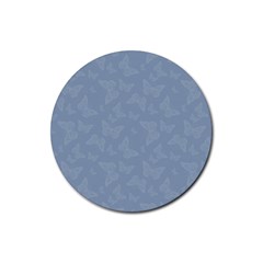 Faded Blue Butterfly Print Rubber Round Coaster (4 Pack)  by SpinnyChairDesigns