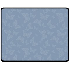 Faded Blue Butterfly Print Double Sided Fleece Blanket (medium)  by SpinnyChairDesigns