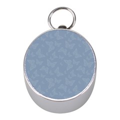 Faded Blue Butterfly Print Mini Silver Compasses by SpinnyChairDesigns