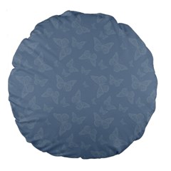 Faded Blue Butterfly Print Large 18  Premium Flano Round Cushions by SpinnyChairDesigns