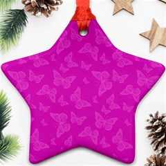 Fuchsia Butterfly Print  Ornament (star) by SpinnyChairDesigns