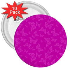 Fuchsia Butterfly Print  3  Buttons (10 Pack)  by SpinnyChairDesigns