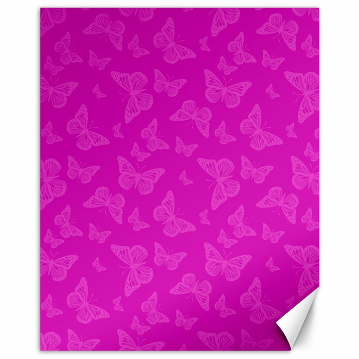 Fuchsia Butterfly Print  Canvas 11  x 14 