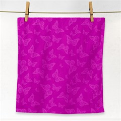 Fuchsia Butterfly Print  Face Towel by SpinnyChairDesigns