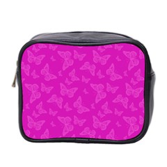 Fuchsia Butterfly Print  Mini Toiletries Bag (two Sides) by SpinnyChairDesigns