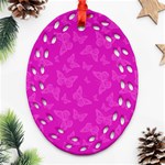 Fuchsia Butterfly Print  Ornament (Oval Filigree) Front