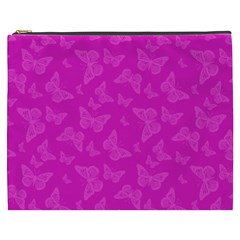 Fuchsia Butterfly Print  Cosmetic Bag (xxxl) by SpinnyChairDesigns