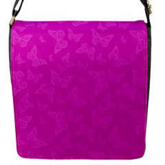 Fuchsia Butterfly Print  Flap Closure Messenger Bag (s) by SpinnyChairDesigns