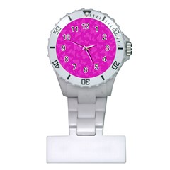 Fuchsia Butterfly Print  Plastic Nurses Watch by SpinnyChairDesigns