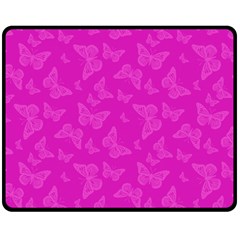 Fuchsia Butterfly Print  Double Sided Fleece Blanket (medium)  by SpinnyChairDesigns