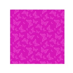 Fuchsia Butterfly Print  Small Satin Scarf (square) by SpinnyChairDesigns