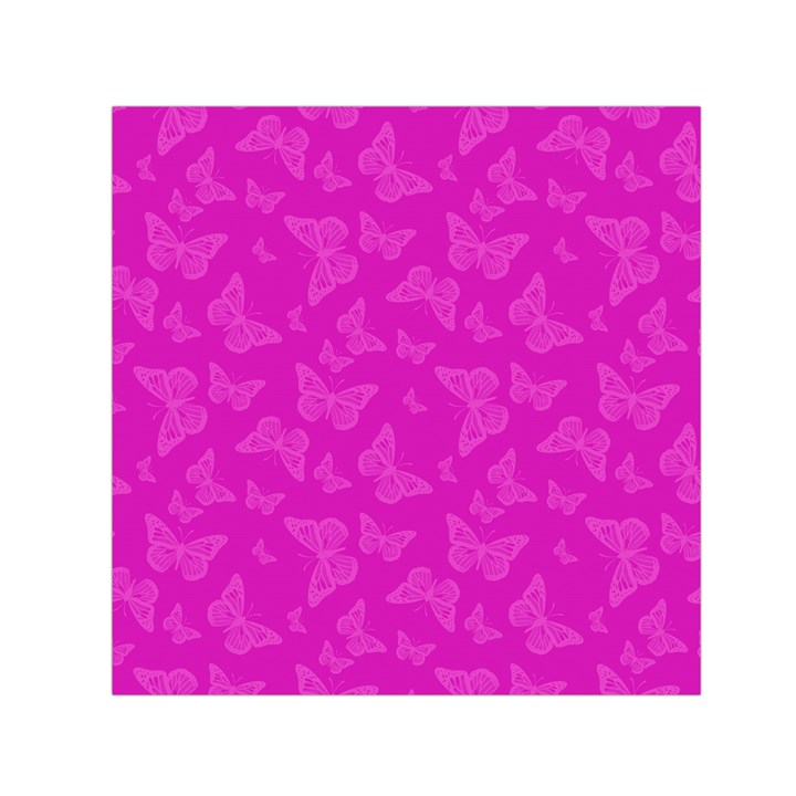 Fuchsia Butterfly Print  Small Satin Scarf (Square)