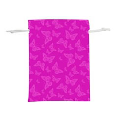 Fuchsia Butterfly Print  Lightweight Drawstring Pouch (l) by SpinnyChairDesigns