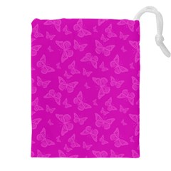 Fuchsia Butterfly Print  Drawstring Pouch (4xl) by SpinnyChairDesigns