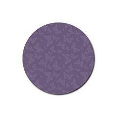 Grape Compote Butterfly Print Rubber Coaster (round)  by SpinnyChairDesigns