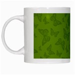 Avocado Green Butterfly Print White Mugs Left