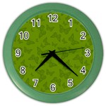 Avocado Green Butterfly Print Color Wall Clock Front