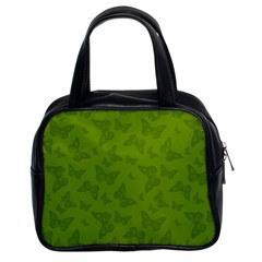 Avocado Green Butterfly Print Classic Handbag (two Sides) by SpinnyChairDesigns