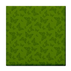 Avocado Green Butterfly Print Face Towel by SpinnyChairDesigns