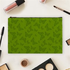 Avocado Green Butterfly Print Cosmetic Bag (large) by SpinnyChairDesigns